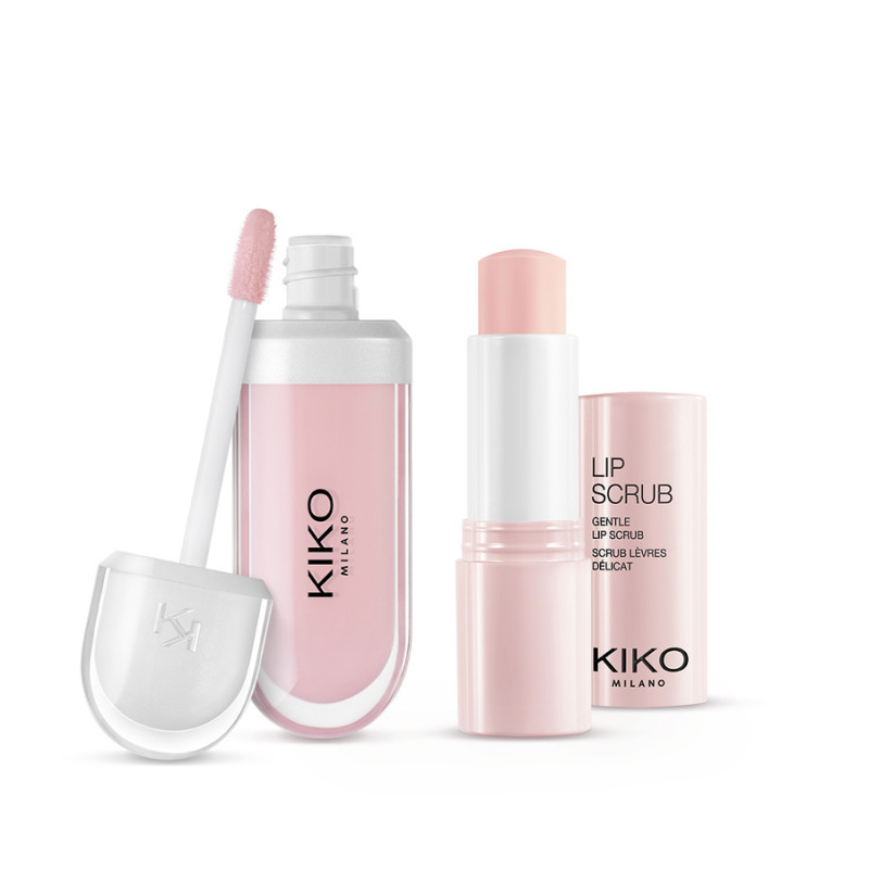 Conjunto de maquilhagem: 2 batons hidratantes e 1 creme aperfeiçoador para  os lábios - Glossy Lip Set - KIKO MILANO